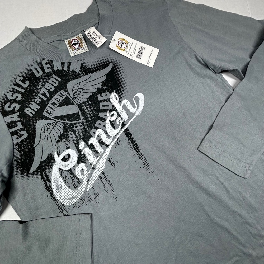 Cinch Boys 12 Classic Ride Graphic Long Sleeve T-Shirt Top Gray NWT
